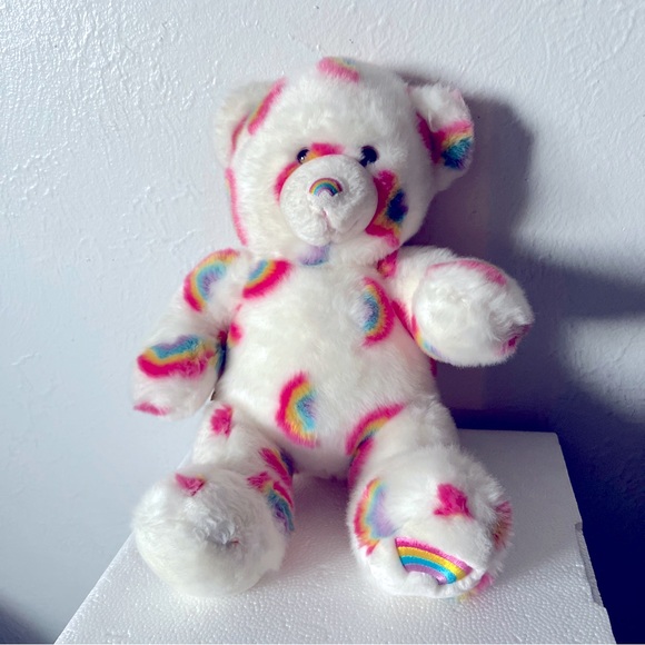Build A Bear White Teddy Bear With Rainbows Summer Season Of Hugs Rainbow Plush - Picture 2 of 13
